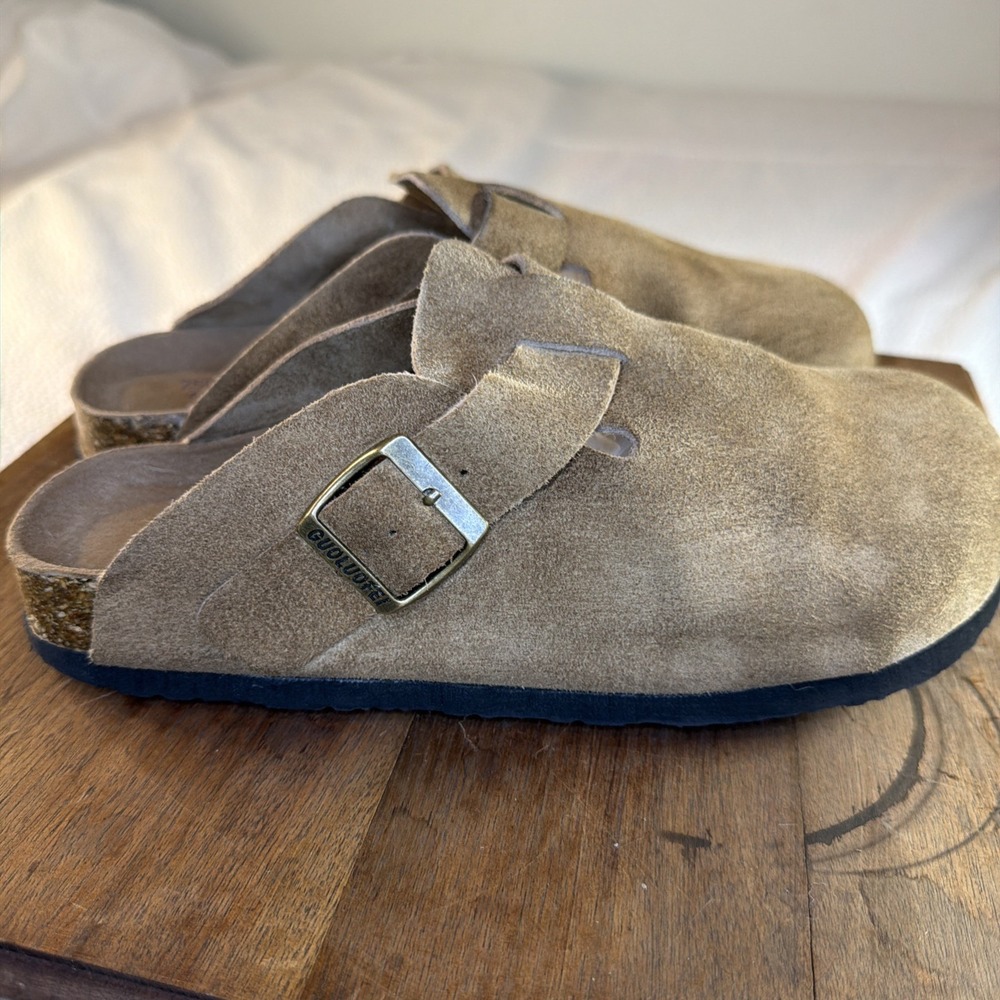 Guoluofei Taupe Leather Clogs Deutschland Design EU 40 US 9.5
